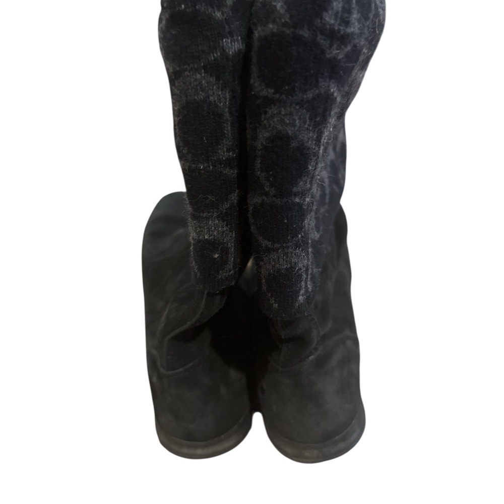 Coach Black Fold-Over Boots with Signature Pattern - Picture 5 of 6